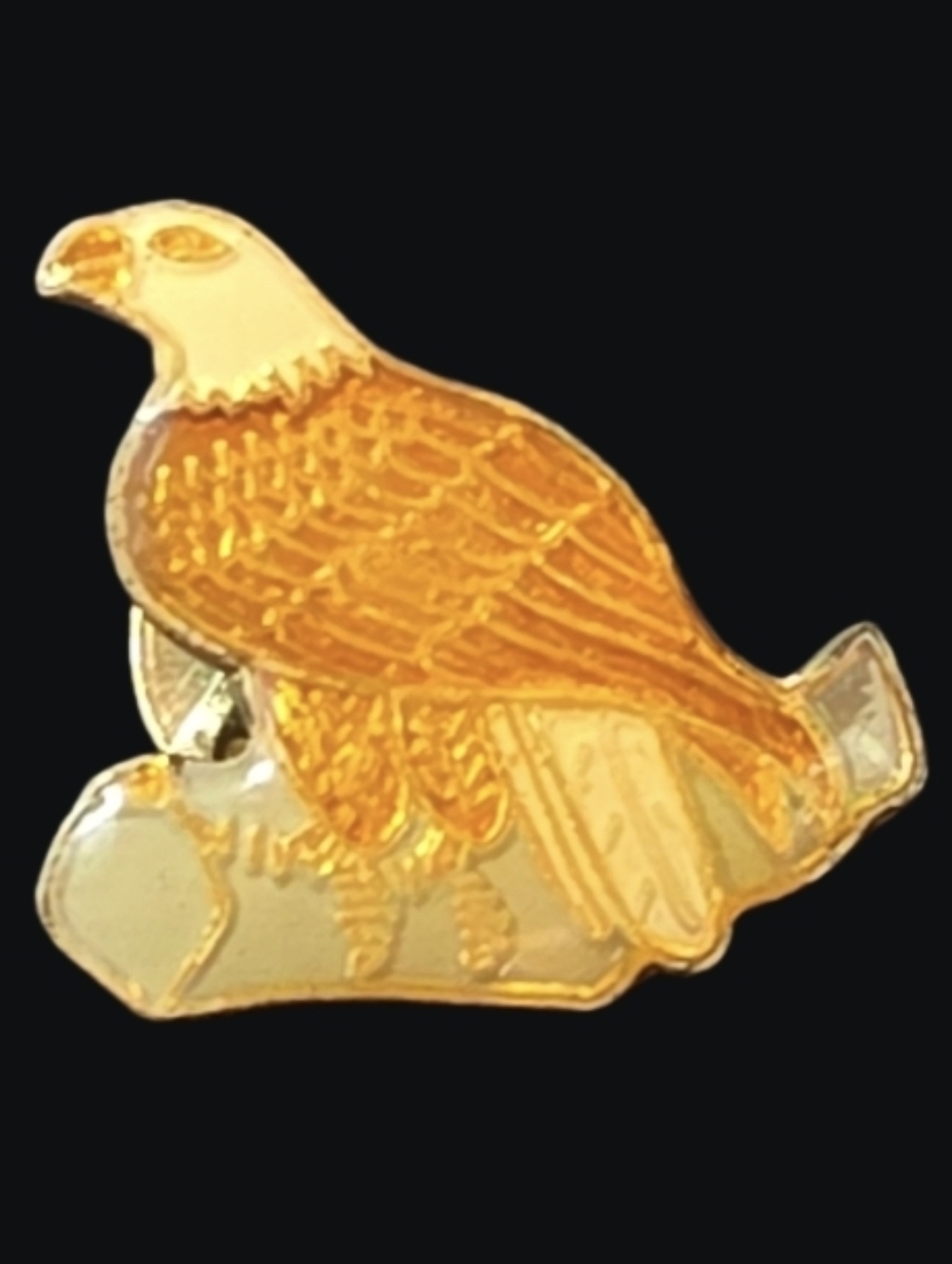 Vintage Golden Bald Eagle Enamel Lapel Pin